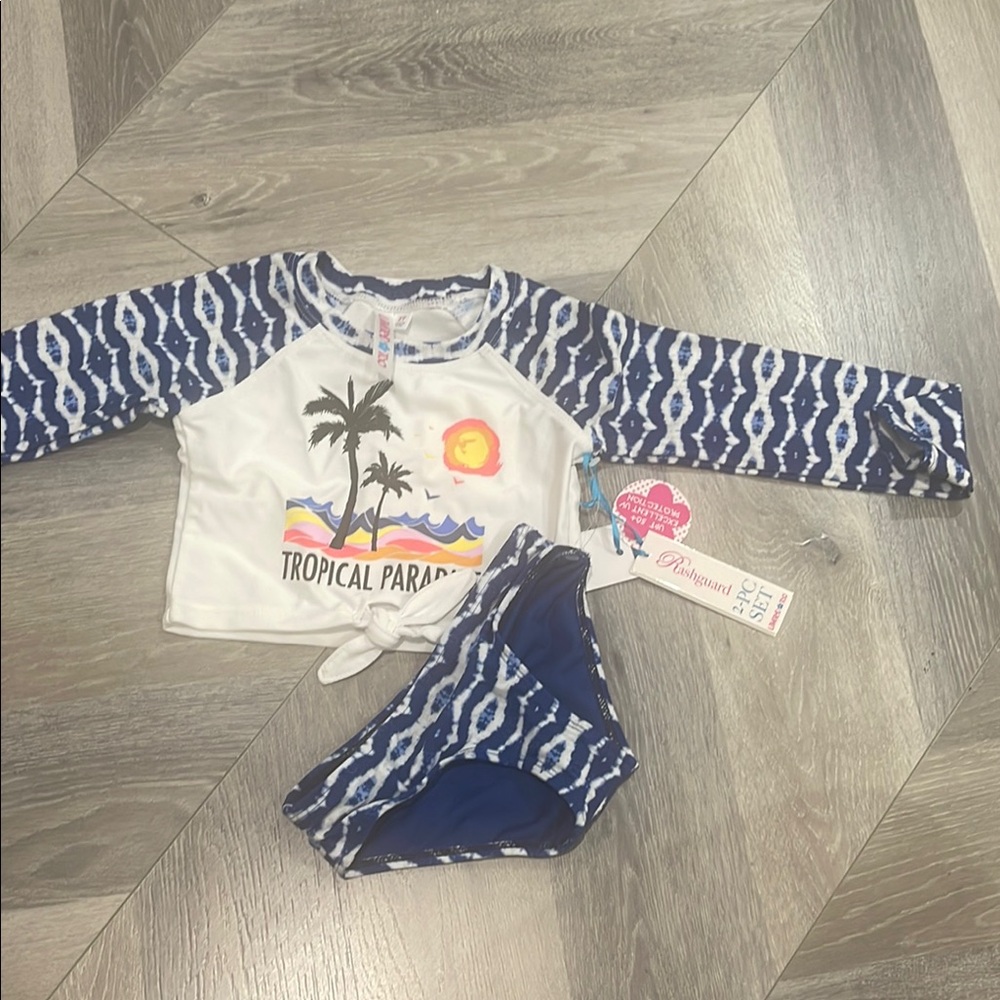 Tropical Paradise Kids Swim Set - Blue and White